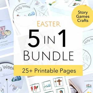 Printable Easter activity bundle for kids Christian Easter story crafts and activities Easter-themed educational worksheets and crafts