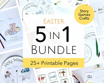 Printable Easter activity bundle for kids Christian Easter story crafts and activities Easter-themed educational worksheets and crafts