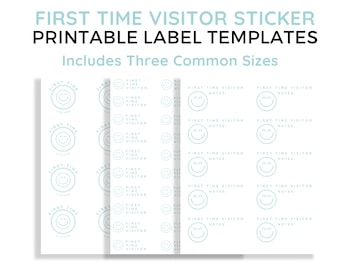 First Time Visitor Sticker Kid Ministry Admin Check in Label Template Visitor Tag for Children Church Sunday School Attendance Visitor Gift