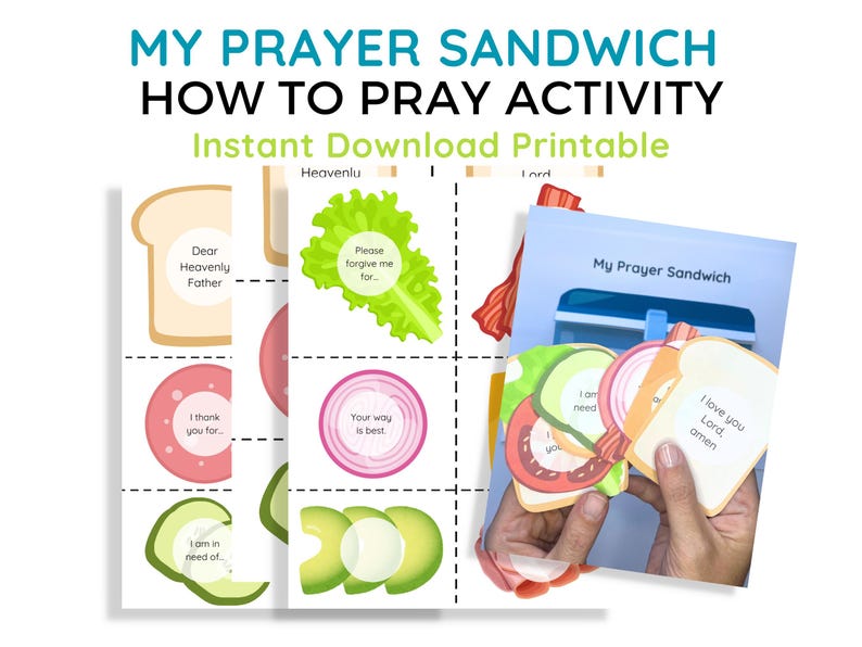 Christian Prayer Activity for Children with sandwich parts