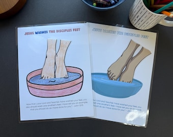 Jesus Washes Feet Coloring Craft for Kids Religious Activity Teaching Tool Servant Leader Biblical Story Education Material Sunday School