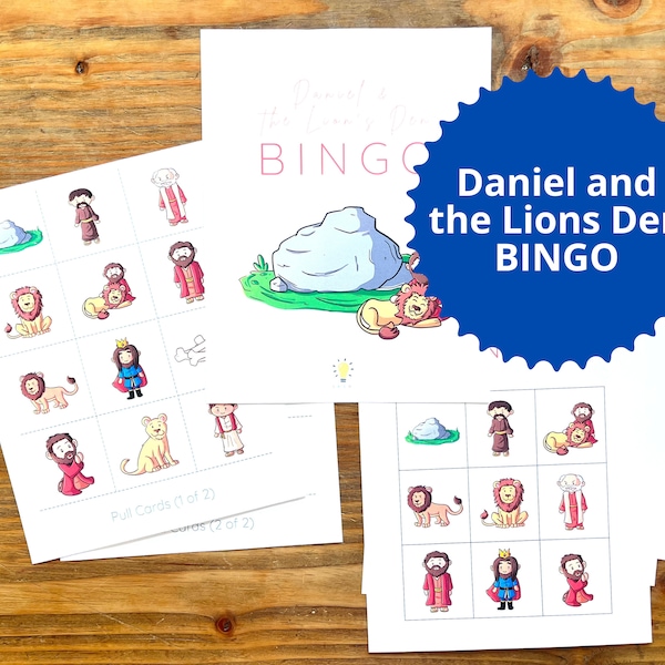 Daniel Lions Den Bible Bingo for Kid Bingo Printable Game for Bible Story Bingo Game for Kids Church Printable Sunday School Lesson Activity