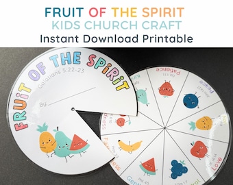 Fruit Spirit Craft Wheel Printable PDF Download Religious Activity for Kids Bible Lesson Spiritual Growth Classroom Material Sunday School