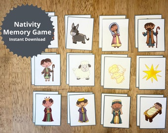Nativity Memory Match Game for kid Sunday school Christmas Nativity theme Memory card for children Christian Christmas Memory game printable