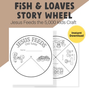 Fish and Loaves Church Craft Jesus Feeds the 5000 Sunday School Activity for Kid Preschool Bible Story Lesson Miracles of Jesus Curriculum