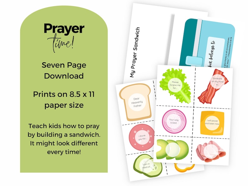 Interactive prayer lesson for children with sandwich parts
