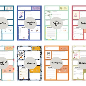 Kit de amigos por correspondencia para las fiestas: juego de 8 cartas navideñas para familiares a distancia, sugerencias de escritura para niños, cartas para niños, regalo para abuelos, regalo navideño