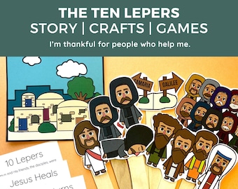 Thankfulness Bible Lesson for Kids Printable Ten Lepers Bible Story Sunday School Gratitude Activity Thanksgiving Bible Craft for Children