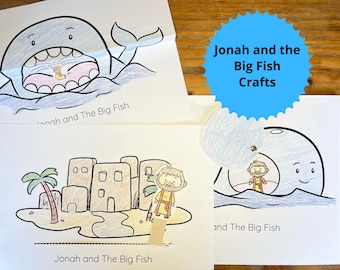 Manualidad de Jonás y el gran pez para niños Actividad de Jonás y la ballena Manualidad de Jonás y la ballena Manualidad de Jonás y el gran pez Imprimible para preescolar