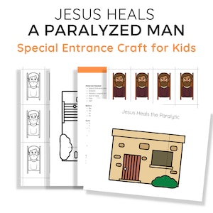 Jesus Heals the Paralyzed Man Bible Story DIY Printable Craft for Sunday School Jesus Miracle Activity for Kids Christian Church Lesson