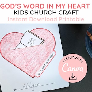 Valentines Day Bible Craft for Kid Christian Valentine Church Craft for Sunday School Heart Activity for Children Psalm 119 Craft Gods Word