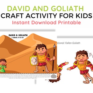 David und Goliath Handwerk Aktivität Interaktive David und Goliath Bibel Geschichte Handwerk für die Sonntagsschule Druckbare Handwerk für die Geschichte von David
