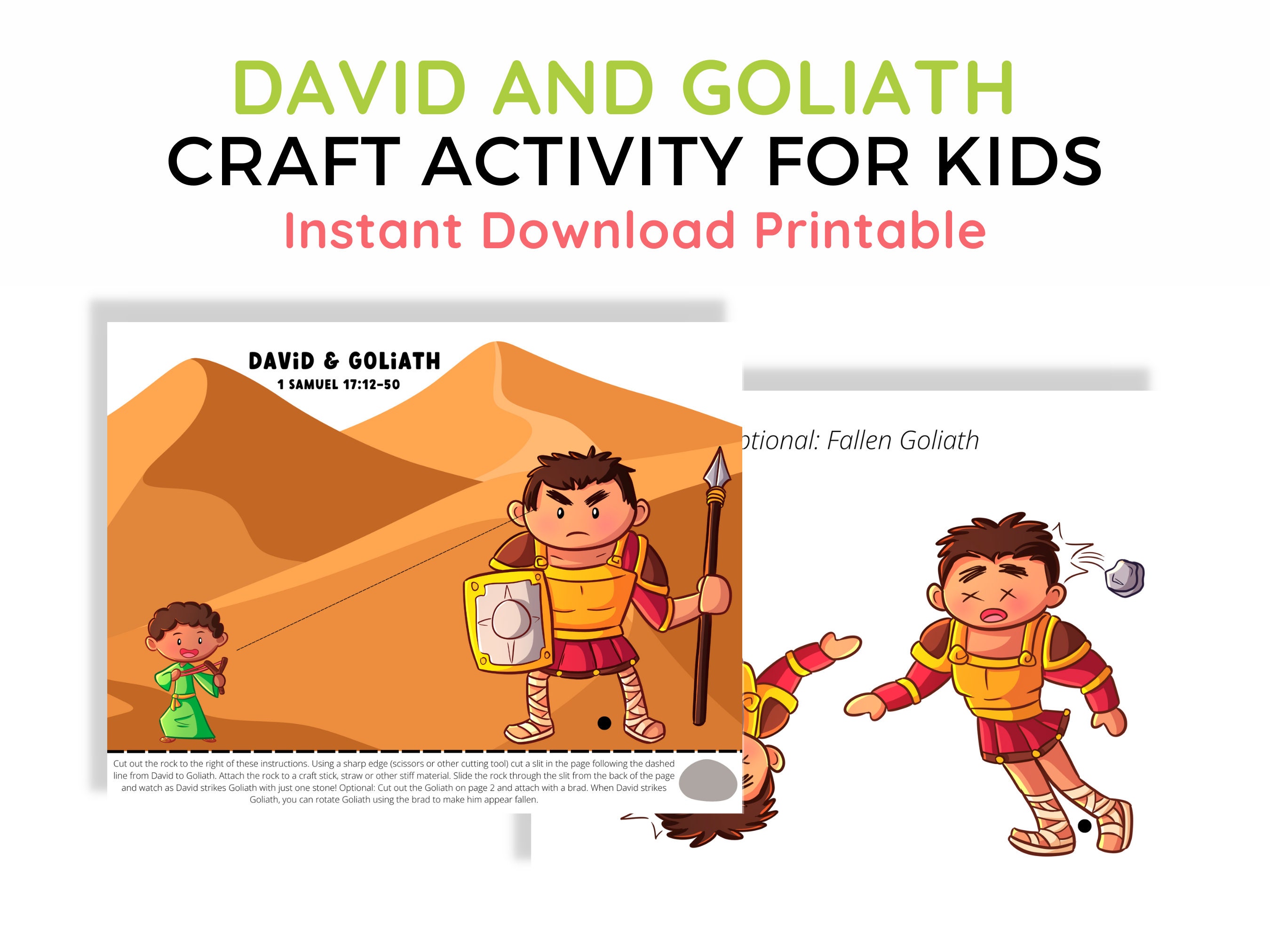 David and Goliath Craft Activity Interactive David and Goliath Bible Story Craft for Sunday School Printable Craft for Story of David