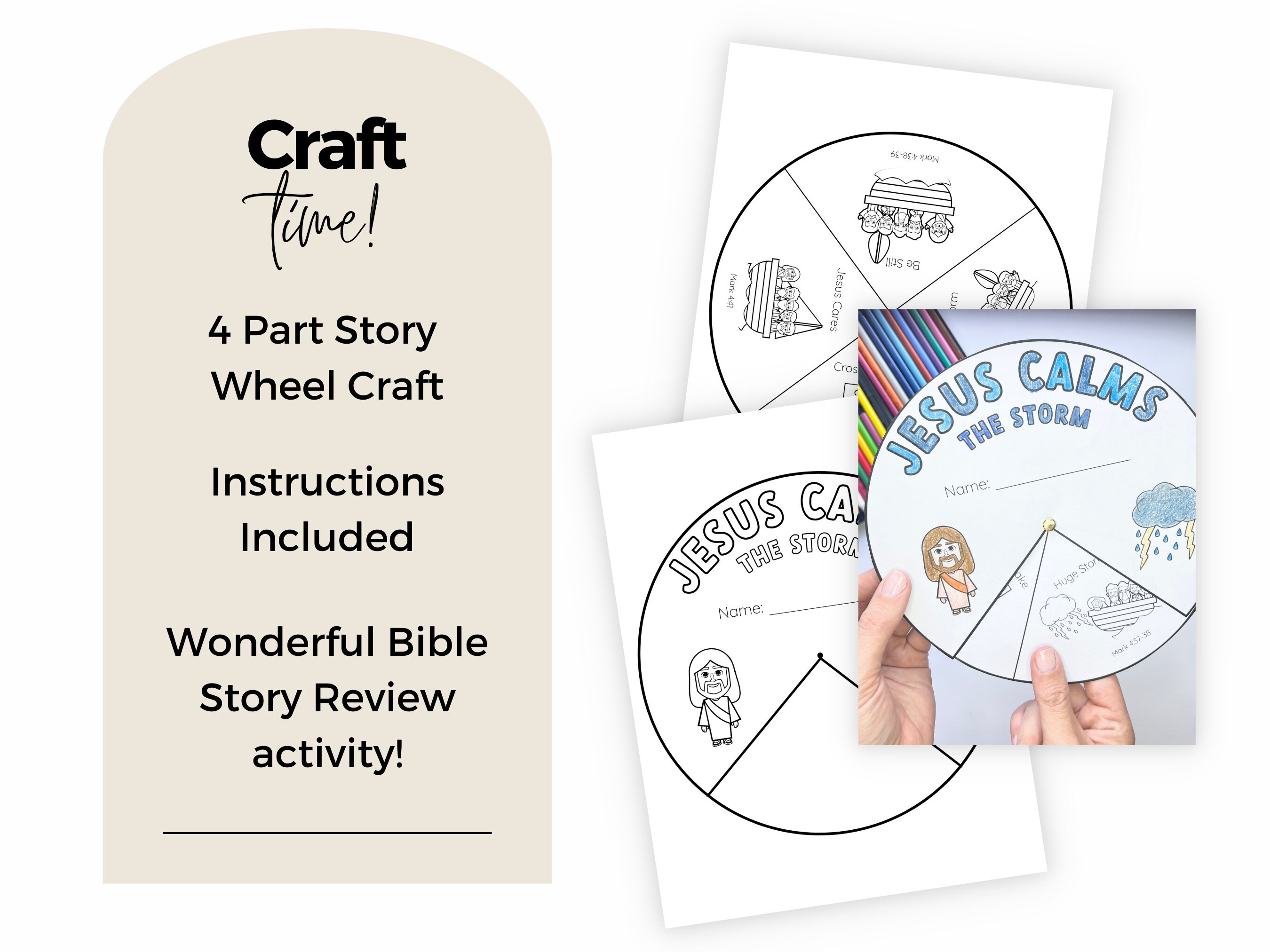 Jesus Calms the Storm Story Wheel Craft Sunday School Activity for Kid ...