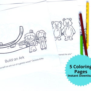 Set of Noahs Ark Coloring Page for kid coloring page printable coloring sheet noahs ark craft sunday school activity page kid church craft