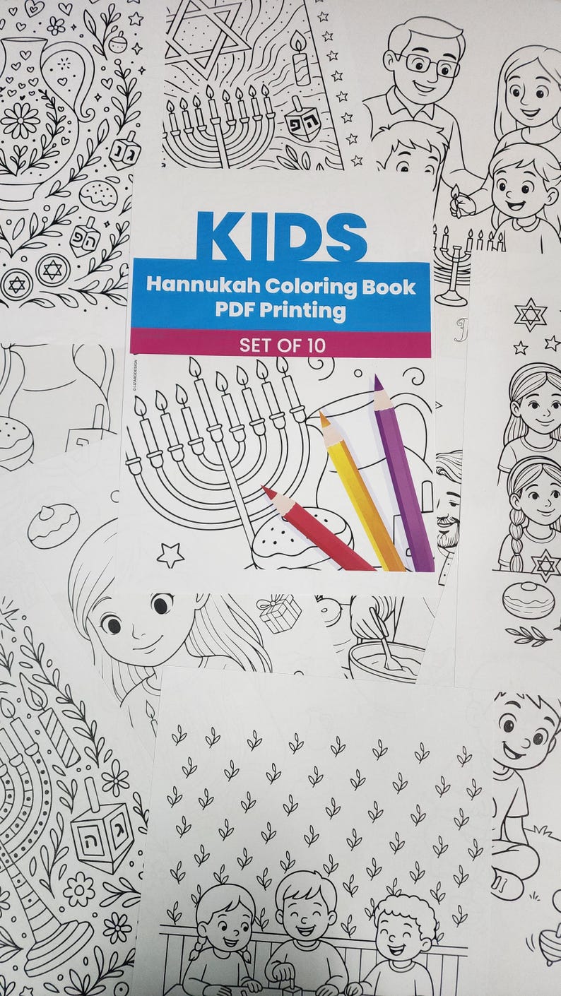 Hanukkah Coloring Pages for Kids | 10 Printable Hebrew Holiday Sheets ...
