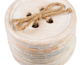 Set of 6 Wooden Button Coasters, Rustic Wood Decor Wooden Coaster - Etsy UK