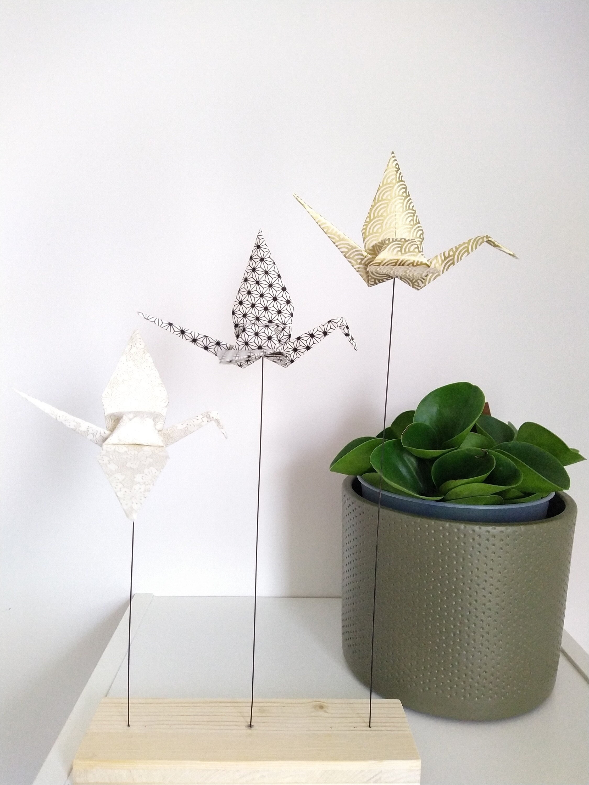 Décoration en Origami sur Socle | Grues