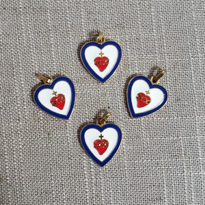 Minor Imperfections Flaws and Blemishes. New 4 Piece Lot of Enamel and Brass Medals. Made in France. Charms. Sacred Heart Medals. Rare.