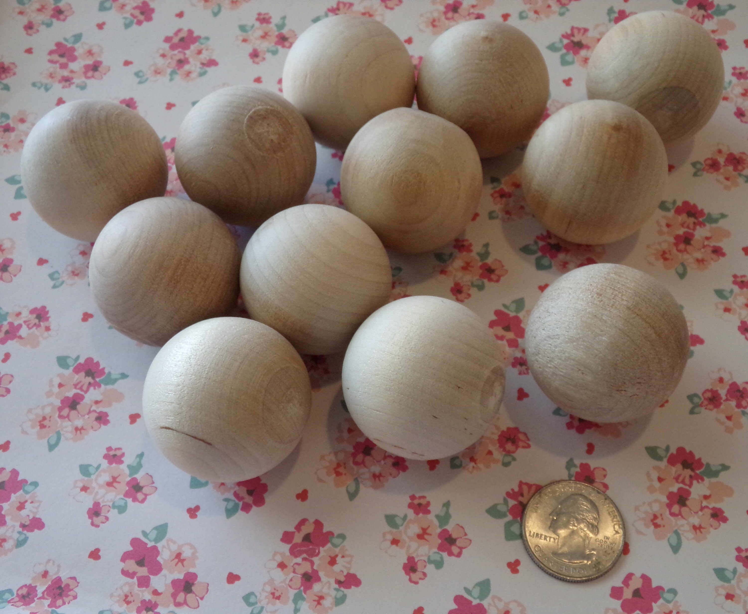 12 Unfinished Wood Balls. 1.5 Inches. Craft Supplies. Made in USA 