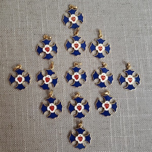 Minor Imperfections Flaws and Blemishes. New 13 Piece Lot of Enamel and Brass Medals. Made in France. Charms. Sacred Heart. Crosses. Rare.