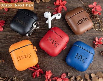 AirPods Case with Keychain, Personalized AirPods Leather Case Cover, Engraved AirPods Case, Airpod 2 Case, personalized airpod 1 case,airpod