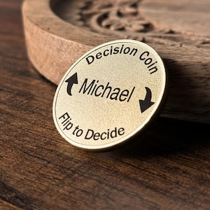 Decision Coin - Custom Engraved Brass Coin - Couples Flip Coin - Gifts for Her/Him, Gift Girlfriend For Boyfriend, Valentine's Day Gift