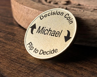 Decision Coin - Custom Engraved Brass Coin - Couples Flip Coin - Gifts for Her/Him, Gift Girlfriend For Boyfriend, Valentine's Day Gift