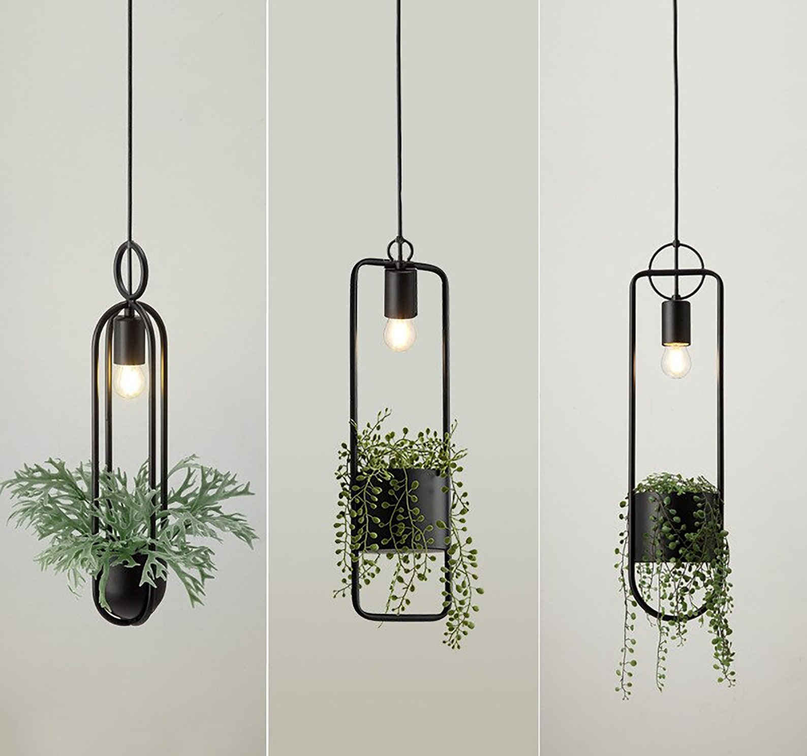 Modern Plant Pendant Light Fixtures Creative Chandelier Light Etsy