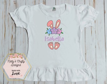 easter bunny shirt, bunny shirt, easter shirt, girl easter shirt, Easter bunny with name shirt
