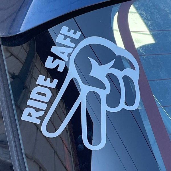 Ride Safe Motorcycle Respect, 2 Fingers Down - Vinyl Decal - Bikers Decals, for cars, windows, walls, etc.