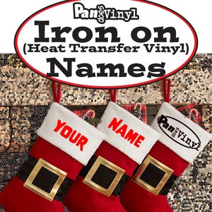 Iron On Name Decal - Christmas Stockings, clothes and more!