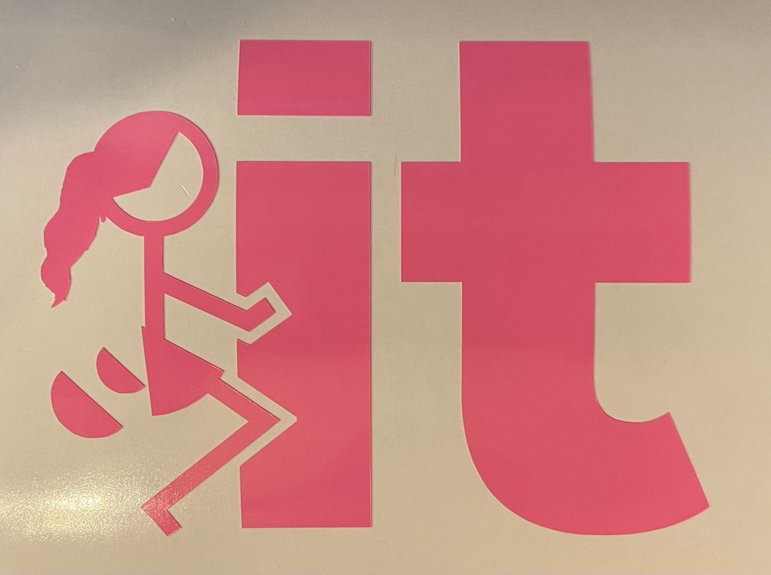 F It, Stick Figure, Long Hair Vinyl Decal Cars, Windows, Walls, Bumper