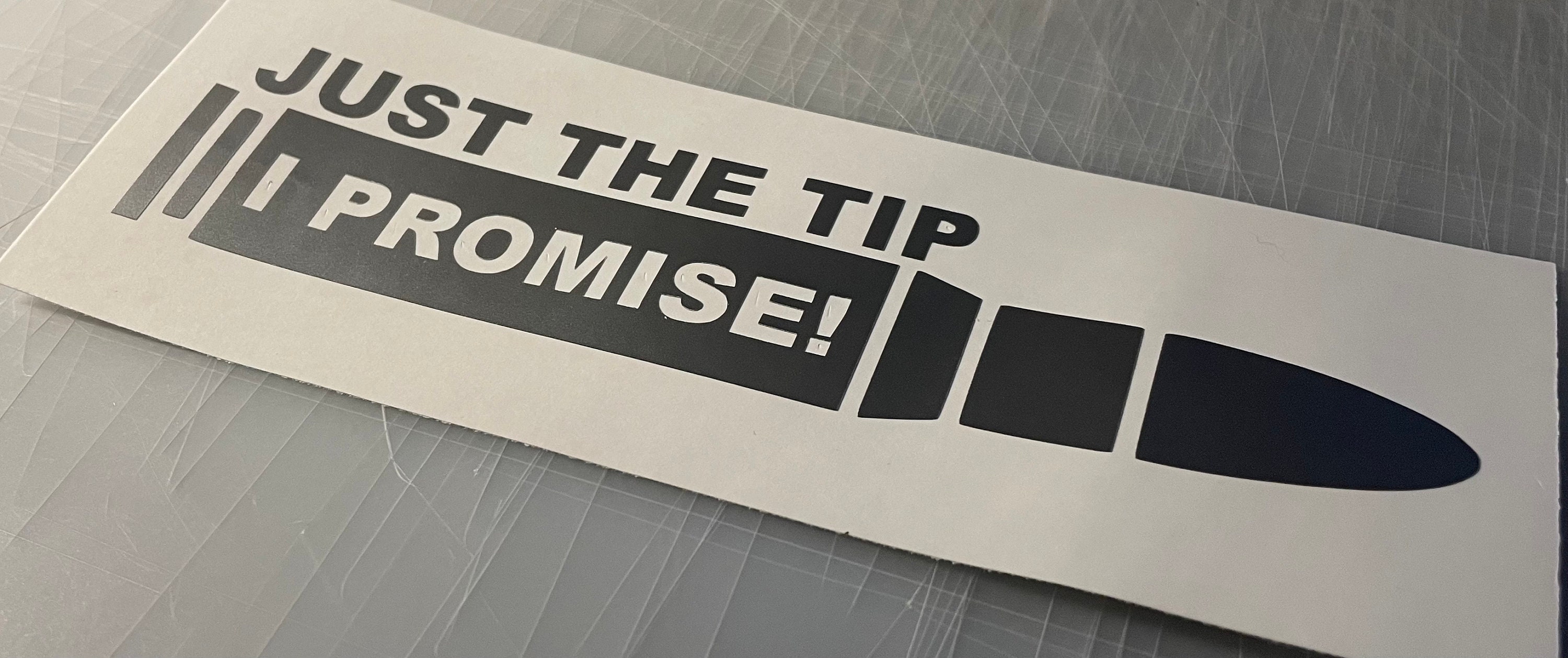 Pack De 10 Stickers Humoristiques 'Just The Tip I Promise', 2.5x4 Pouces, Vinyle Blanc