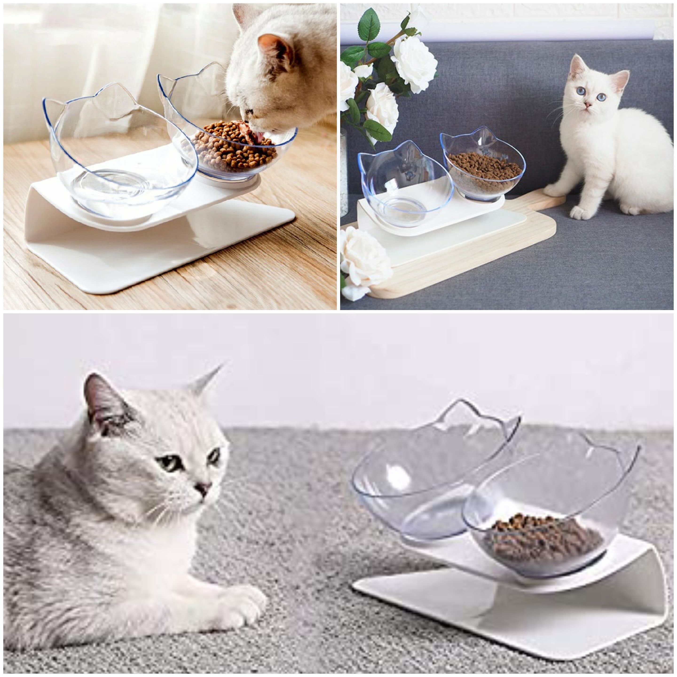 Anti vomiting Double Pet Bowl .Elevated Cat Bowl . Elevated Etsy