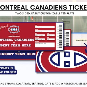de Billet de match de hockey surprise | Cadeau des Canadiens de Montréal | Cadeaux de hockey pour lui | Billet d'événement | Maman hockeyeuse | Jeu d'anniversaire | Arène