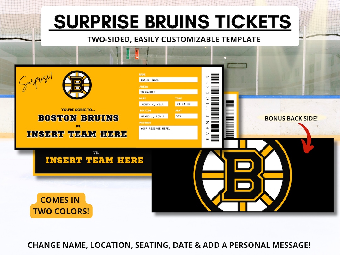 Surprise Hockey Game Ticket Template | Boston Hockey Present | Hockey ...