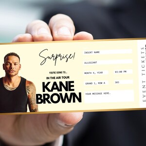 Kane Brown Concert Ticket Template | in the Air Tour | Editable Canva ...