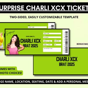 Charli XCX Karten | Popmusik Gör 2025 Tournee| Bearbeitbare Überraschungskarten | Charli XCX Weihnachtsgeschenk Tourdaten Xmas Template
