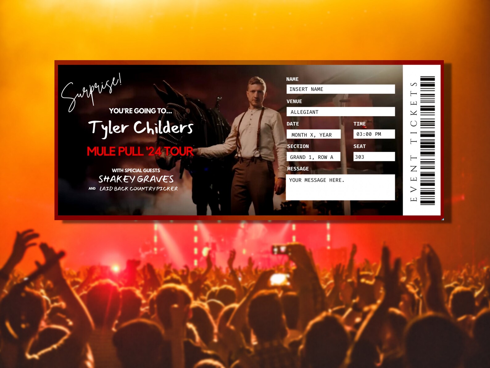 Tyler Childers Concert Tickets Mule Pull Tour 2024 Editable Surprise