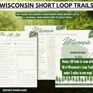 Wisconsin Short Loop Spuren Bucket List | Wisconsin Geschenk | Checkliste für Wanderungen | Wisconsin Reisegeschenk | Wandern Einzigartige To Do Draußen WI