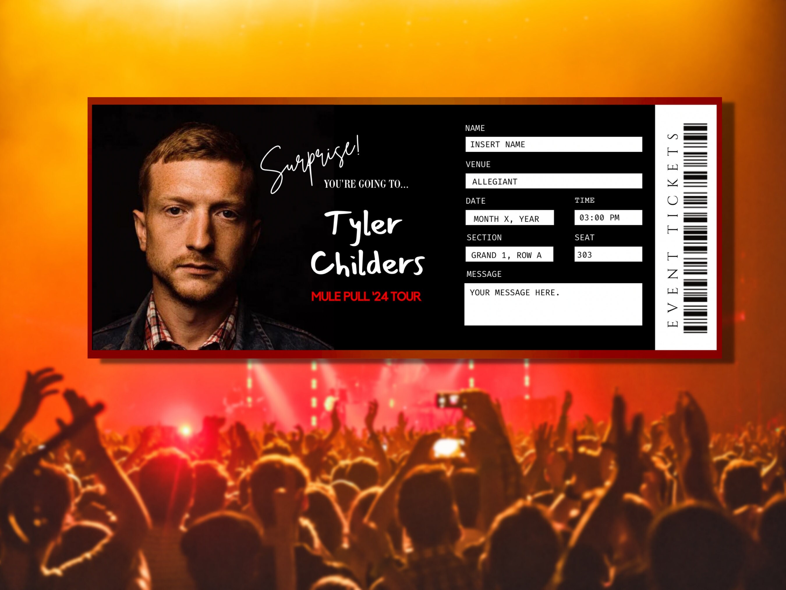 Tyler Childers Concert Tickets Mule Pull Tour 2024 Editable Surprise