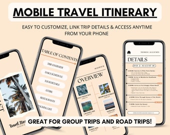 Mobile Reiseplan Vorlage | Anpassbarer Reiseplan | Bearbeitbar in Canva | Ästhetische Westküstenreise | Digitaler Reiseplan