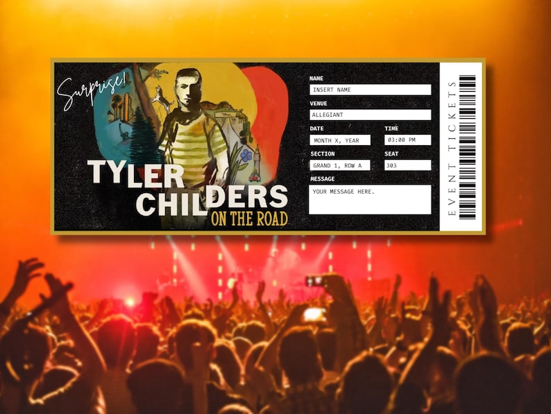 Tyler Childers Concert Tickets on the Road 2025 Editable Surprise Event