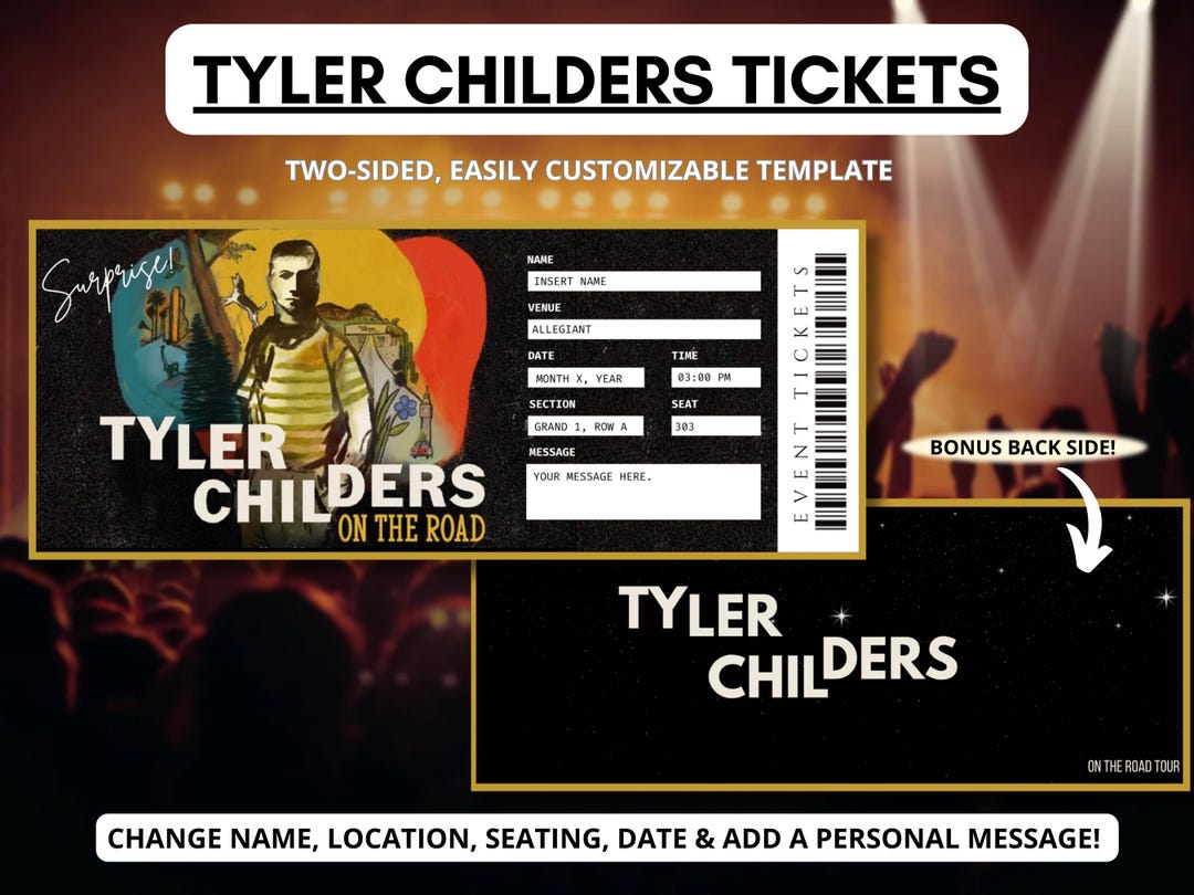 Tyler Childers Concert Tickets on the Road 2025 Editable Surprise Event Tickets Tyler
