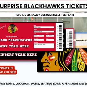 Überraschung Chicago Hockey Spiel Ticket Vorlage | Chicago Geschenk | Hockey Geschenke für Ihn | Event-Eintritt | Hockey Mama | Geburtstags-Spiel | Arena