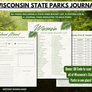 Wisconsin State Parks Bucket List | Wisconsin Geschenk | Draußen Geschenk | Reiseplaner Checkliste | Wisconsin Reisegeschenk | Druckbar | Erkunden