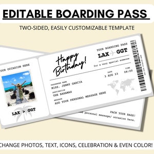 Editable Boarding Pass | Fake Boarding Ticket | Plane Ticket | Surprise Vacation | Flight Gift | Airline | Trip | Holiday Destination | Mom