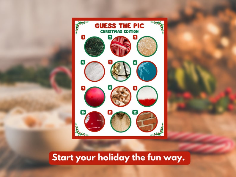 Zoomed in Christmas Game Guess the Christmas Picture Holiday Guessing Game Christmas Party Class 
