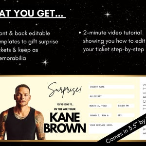 Kane Brown Concert Ticket Template | in the Air Tour | Editable Canva ...